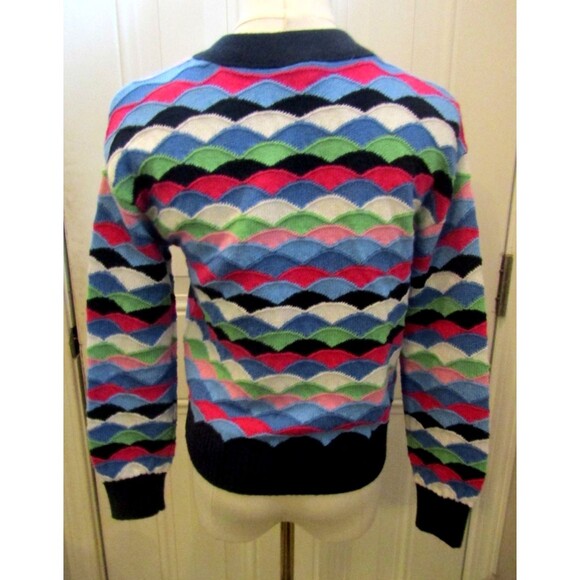 Talbots V Neck Cardigan NWT Scallop Stripe Sweater Button Front Retail $99 Sz SP - Picture 5 of 8